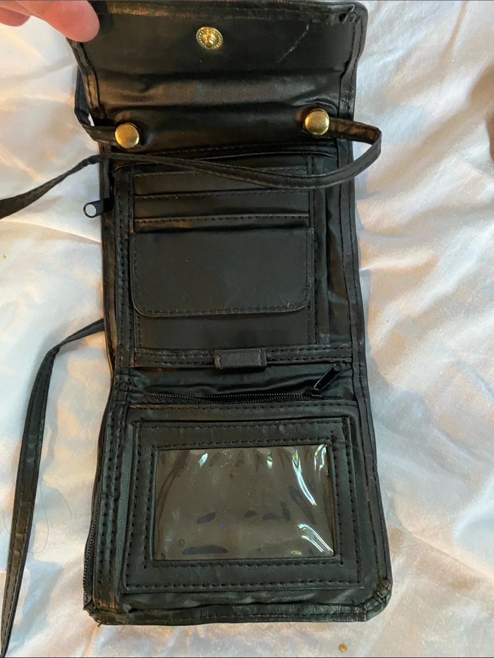 Classic Black Women's Crossbody Bag with Gold Accent